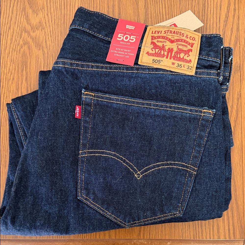 Levi's 505 Regular Men's Dark Blue Jeans 36x32